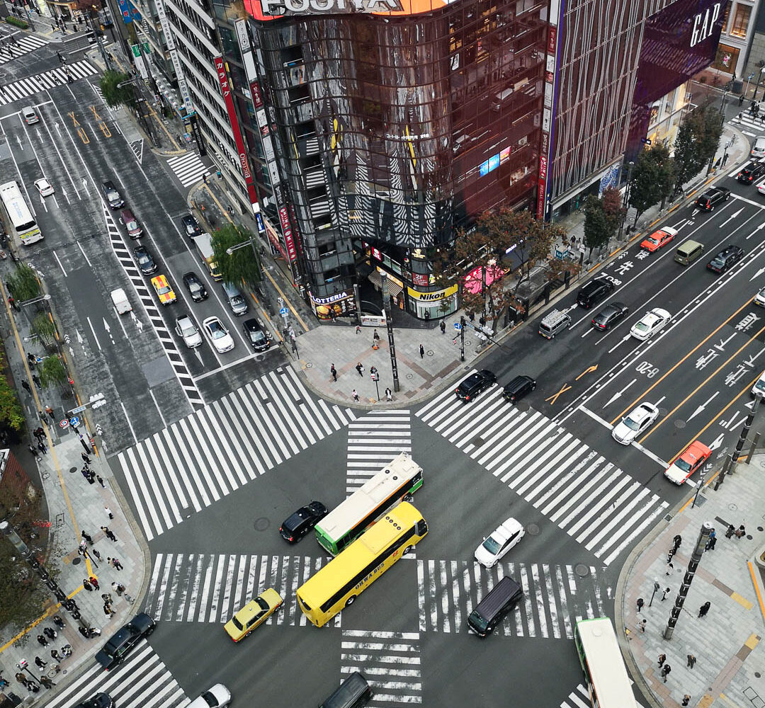 Tokyo - Blick auf die Ginza Kreuzung von Oben
